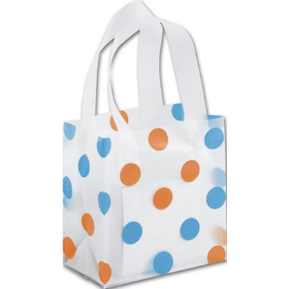Package your gifts or purchases stylishly with these clear frosted plastic shopping bags. 