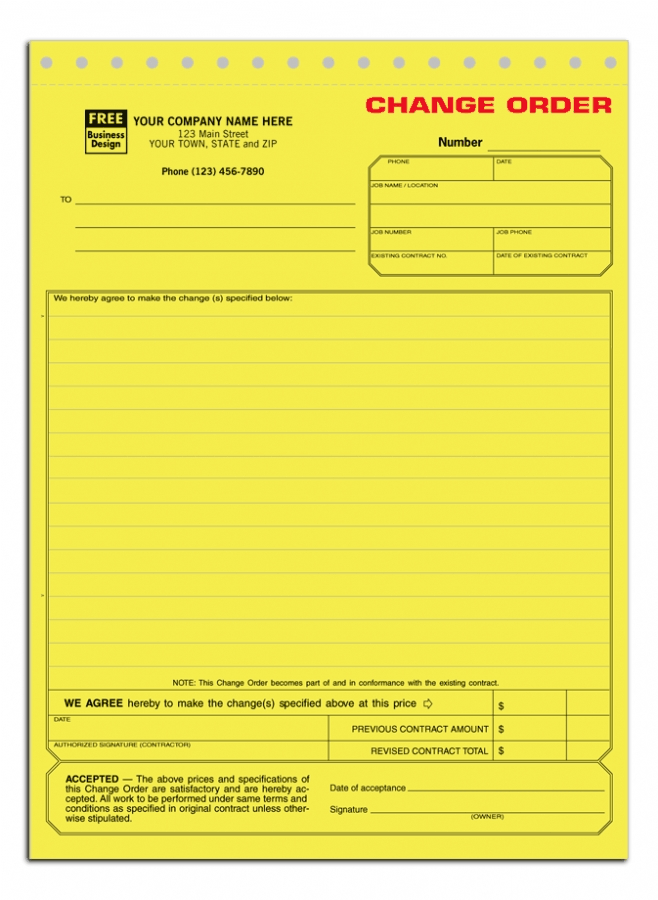 271 - Change Order Forms Printing