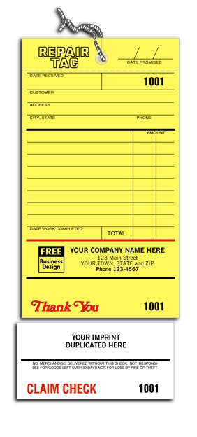 306 - Repair Tags and Invoice With Claim Check