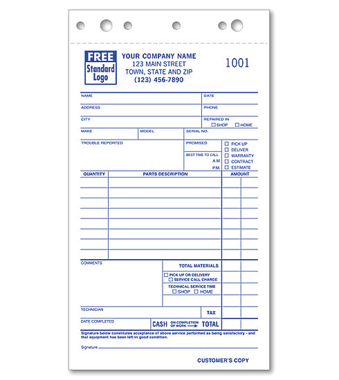 308 - Service Order Forms, Parts Description