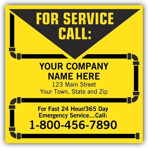 CL14 - Contractor Service Labels - Yellow with Pipe