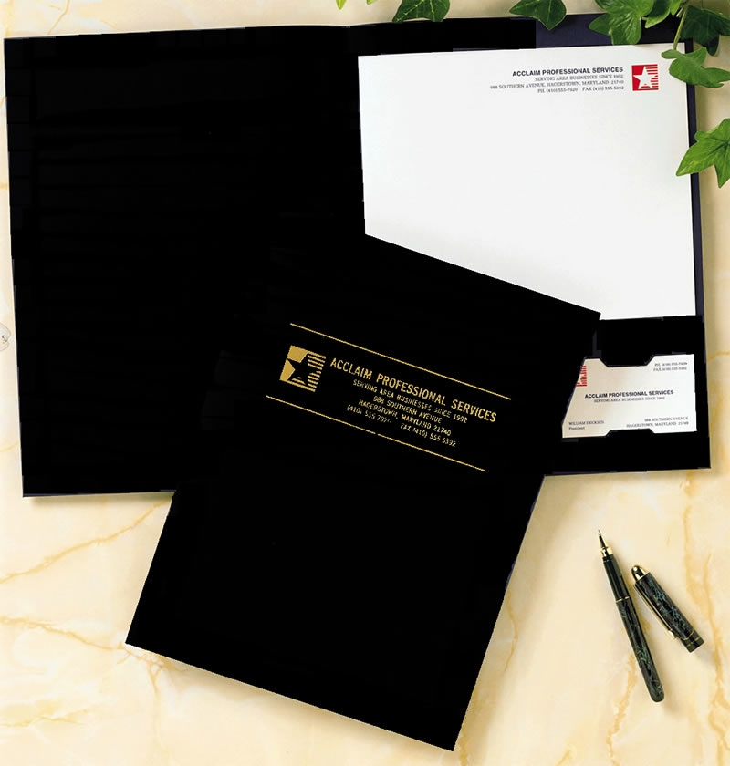 PF25 - Presentation Folders | Black Linen Presentation Folders