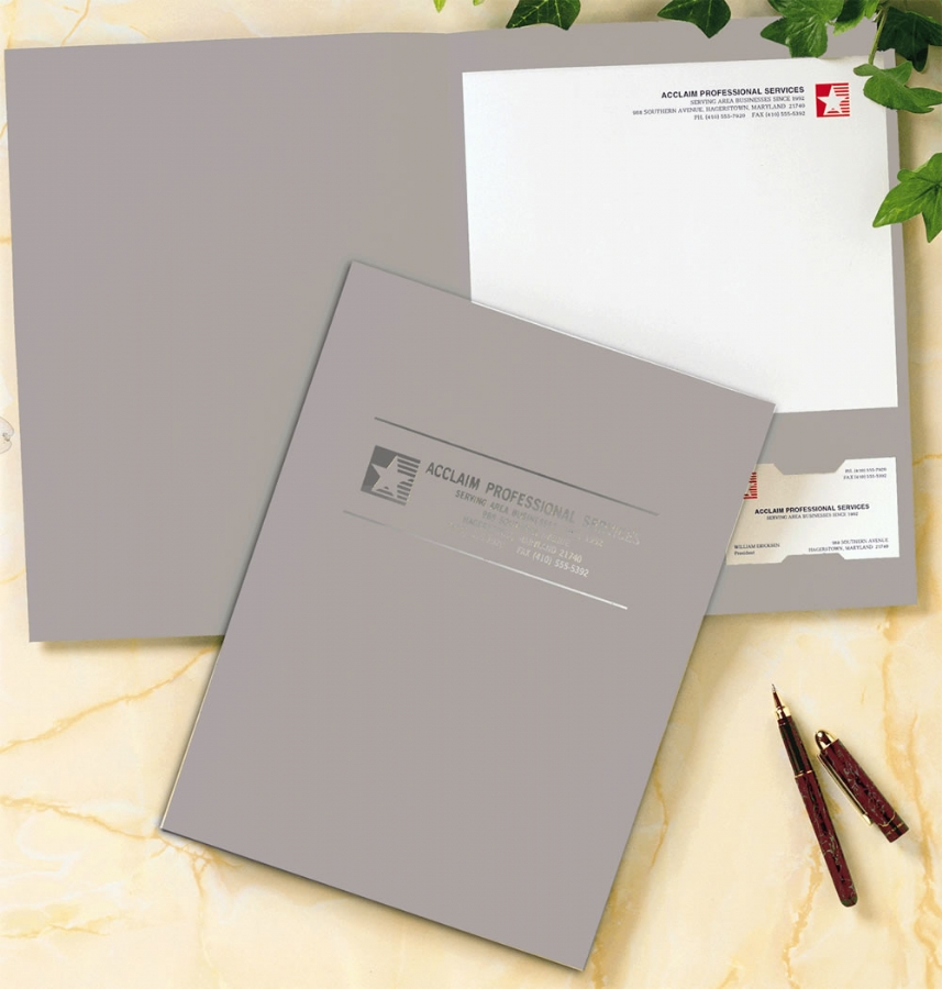 PF25 - Pocket Folders | Gray Linen Pocket Folders