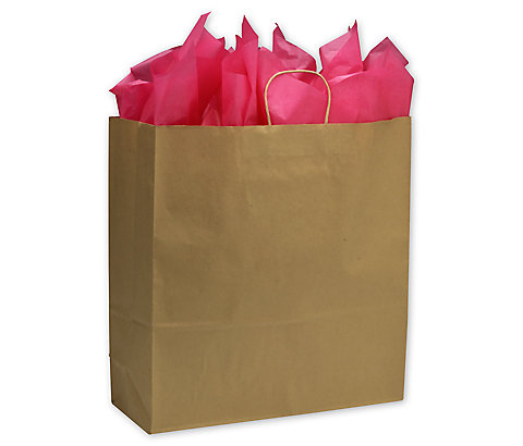 Classic Kraft Paper Shoppers are an economical way to support your business. Mix and match with colored tissue paper to creat