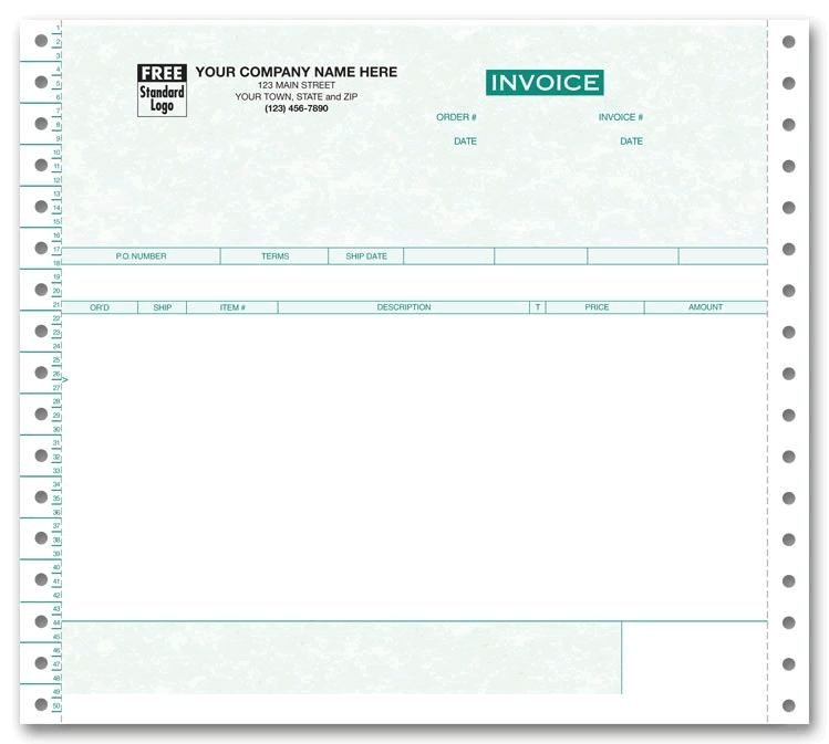 40205G - Custom Product Invoice for Continuous Printers