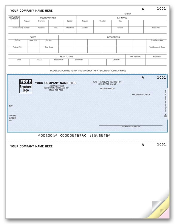 DLM340 - Personalized Laser Payroll Checks, Detailed Stub