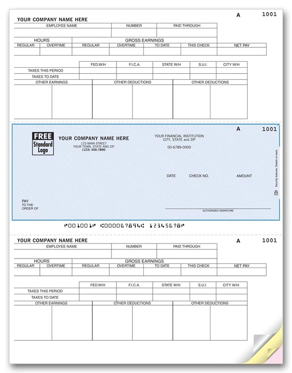 DLM346 - Personalized Laser Payroll Checks, Dual Stub