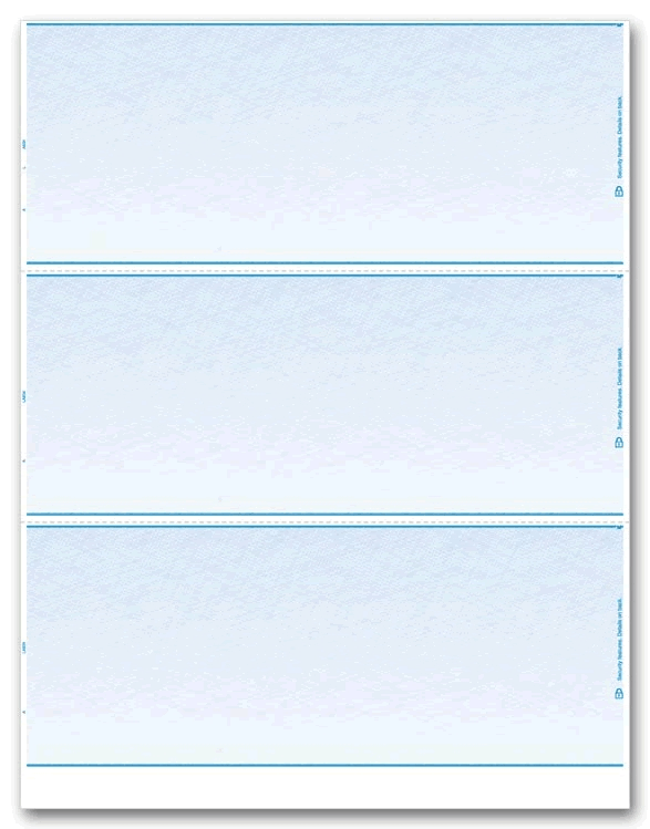 Blank Laser Checks -3 to a page- with added security features. Choose your check color. Diamond Pattern.