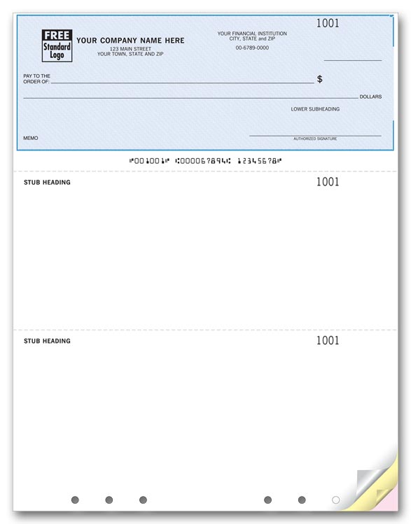DLT102 - Laser Lined, Hole Punched Multipurpose Check, Duplicate