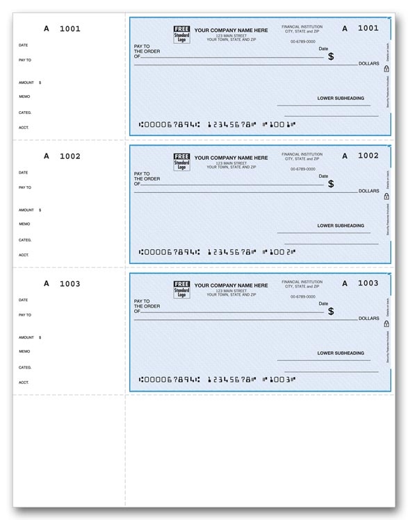 DLW124 - 3-To-A-Page Laser Wallet Size Checks 