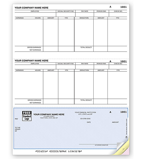 Laser Payroll Checks help make payroll easy. 2 Detachable top stubs. For use with inkjet and laser printers.