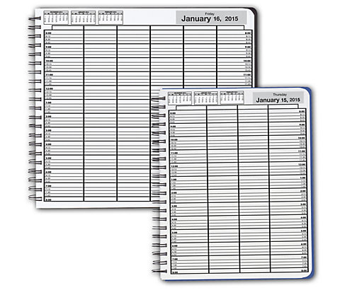 Easily view the schedule with a dedicated page for each day in the convenience of a perfectly bound appointment book.