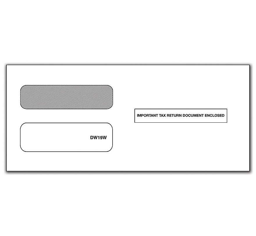 Double window tax form envelopes with gummed flap for 3-up 1099-S.