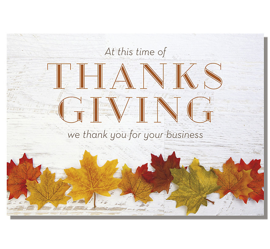 Personalize this business Thanksgiving greeting card online today with your logo.