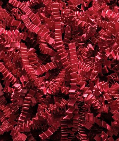 Fill your gift baskets with these vibrant red crinkle cut gift basket filler. Perfect for basket enthusiasts. Recycled paper.
