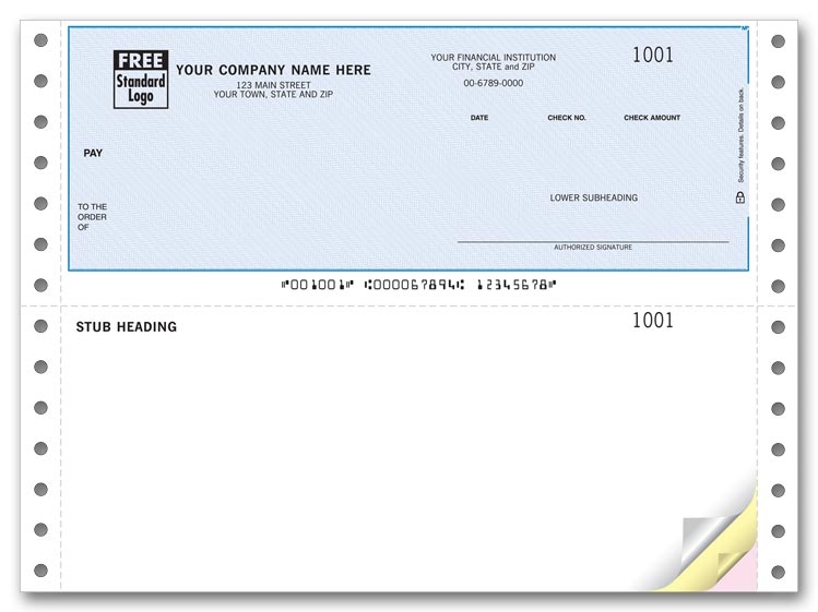 Personalized Continuous Business Checks with open form bottom stub. For use with OSAS®