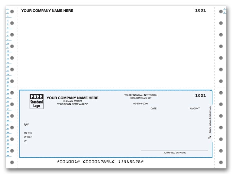 Personalized Continuous Business Checks with blank top stub. Choose your typestyle and background.