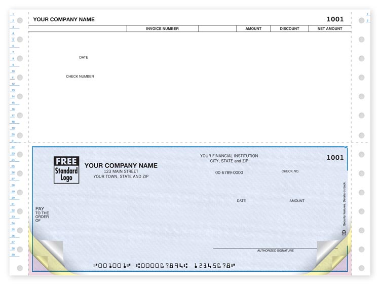 Continuous Accounts Payable Checks come with a detachable top stub with 6 columns. 