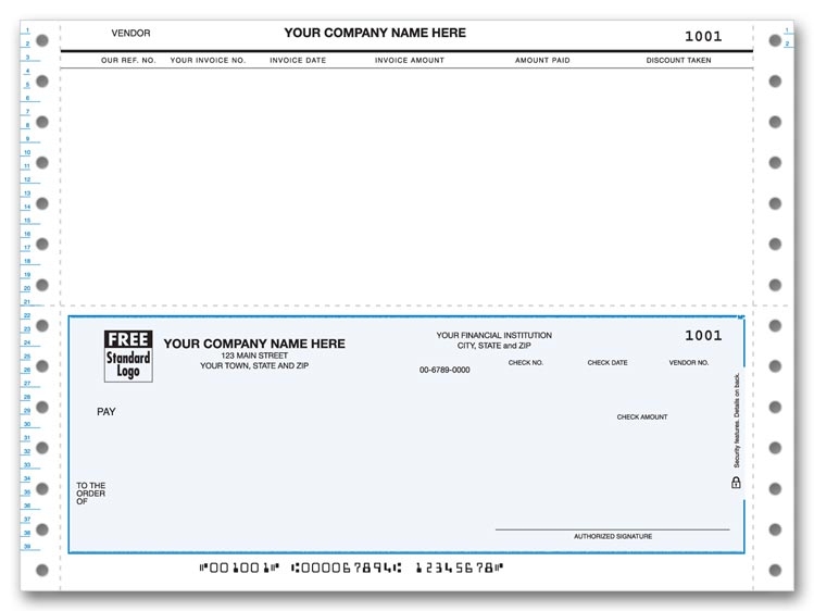 Continuous Accounts Payable Checks allow you to pay your invoices directly from your software. Choose your check background.