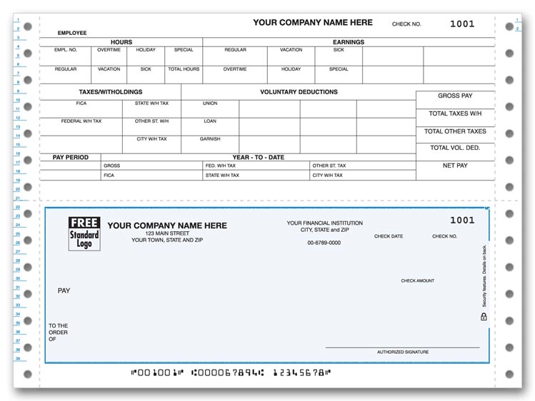 These Continuous Payroll Checks are perfect for doing your payroll directly from your accounting software. 