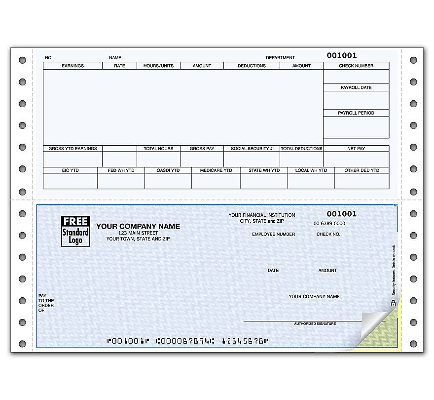 Personalized Tractor Feed DacEasy® Checks make it simple to do payroll using DacEasy® software. Detachable top stub.
