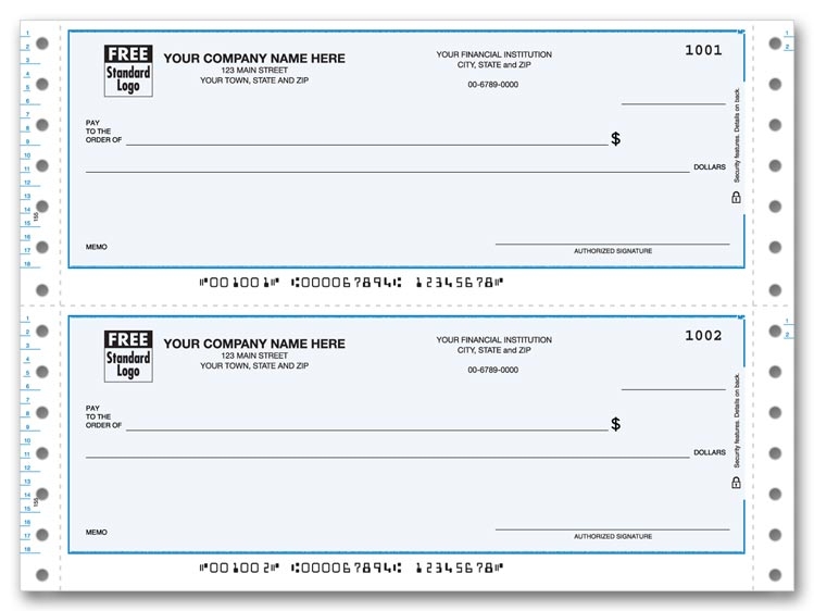 Continuous Quickbook® Checks lined for convenience. Compatible with Quick® software. Also compatible with your own software.