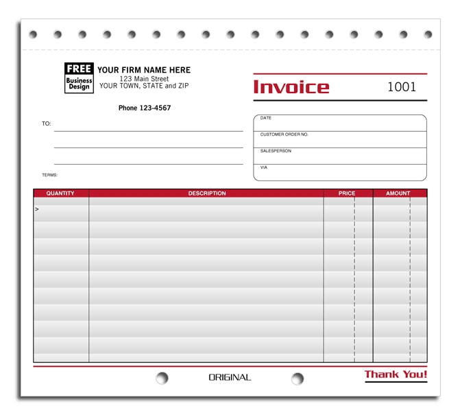4529 - Compact Carbonless Personalized Invoices