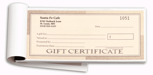 Unique and distinctive, these gift certificate books are perfect for use all year long.