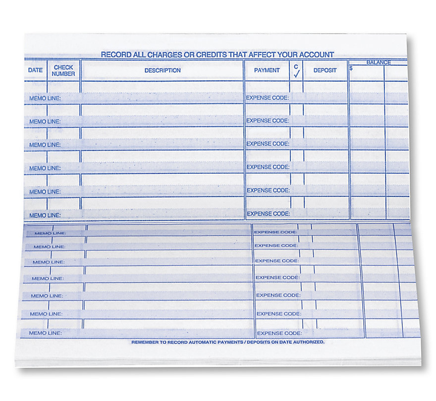 Compact register for recording check expenses