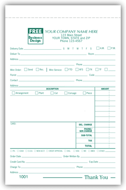 5141 - Flower Order Forms with Payment Information