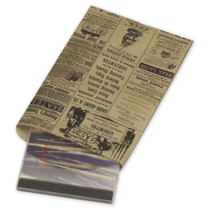 These newsprint merchandise bags are perfect for packaging small items. 