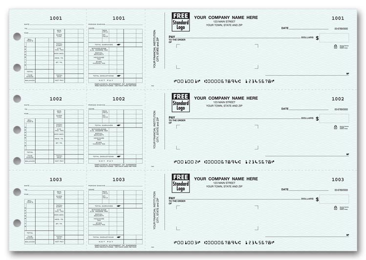 53227N - 3-To-A-Page Payroll Checks for Window Envelopes