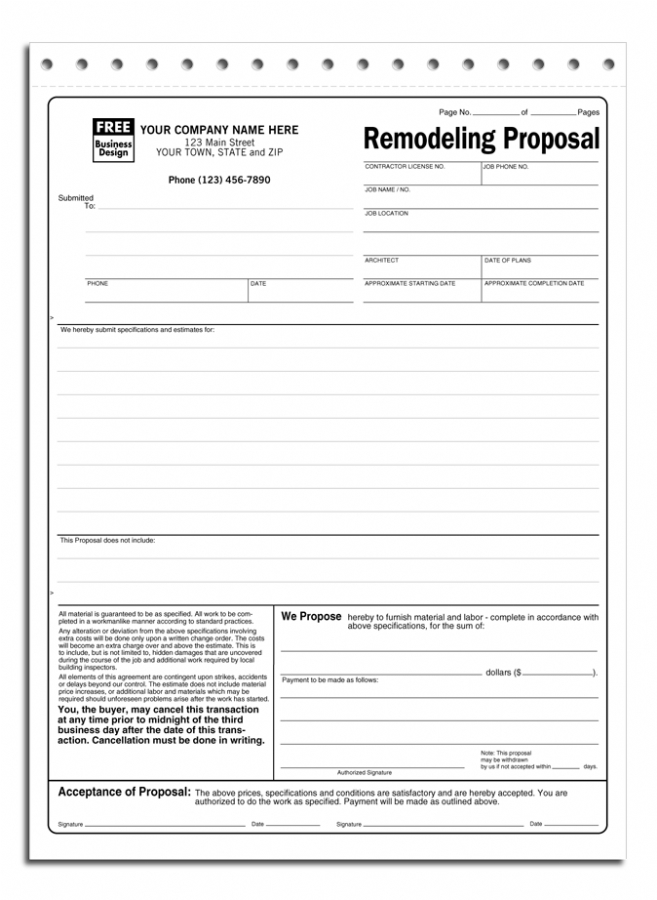 5524 - Custom Remodeling Proposal Form Printing