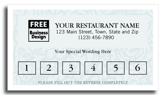 Ideal for restaurants, this loyalty card offers incentives to your customers.