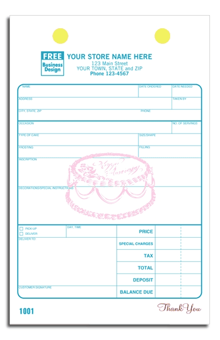 616 - Bakery Order Forms | Cake Order Forms