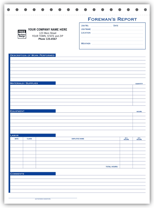 6536 - Foreman's Site Reports Form