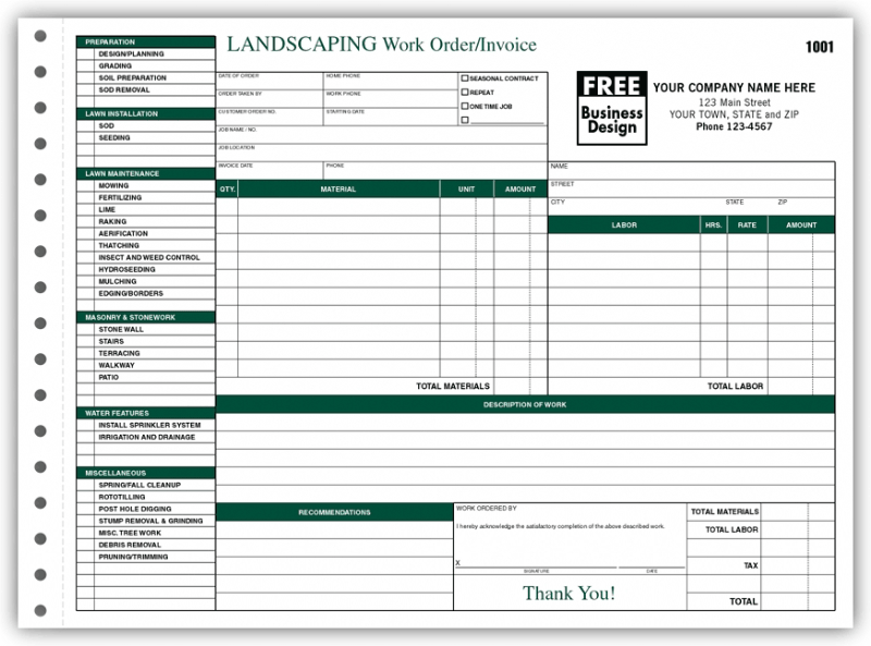 6537 - Landscaping Work Order Forms Printing