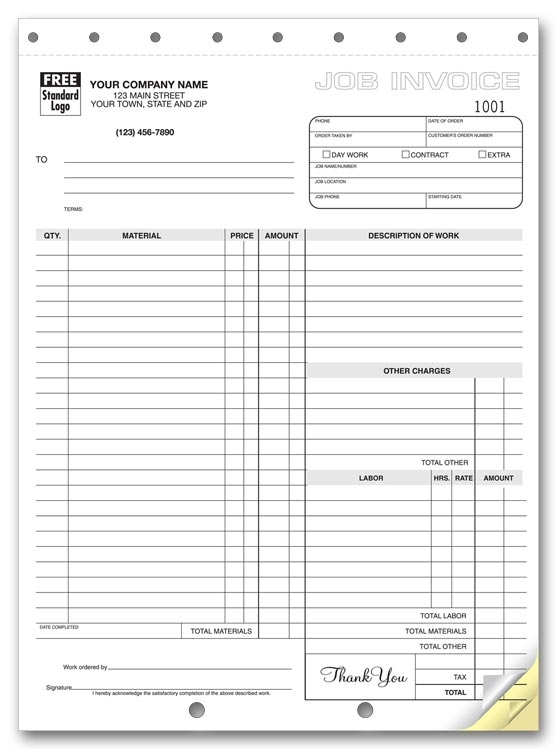 6544 - Carbonless Job Invoices Printing