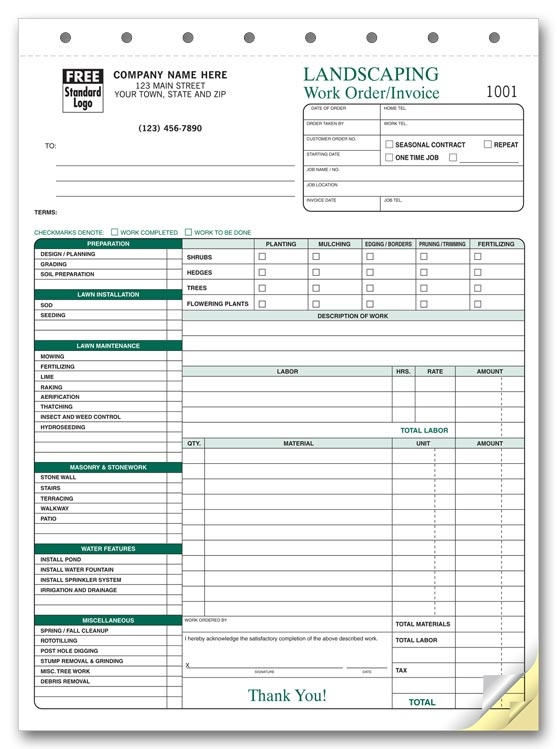 6570 - Customized Landscaping Work Order Forms