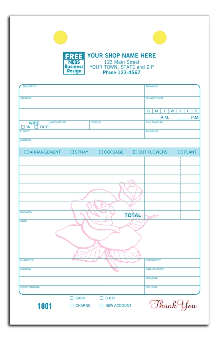 Ideal for florists, these order forms can record all of your necessary information.