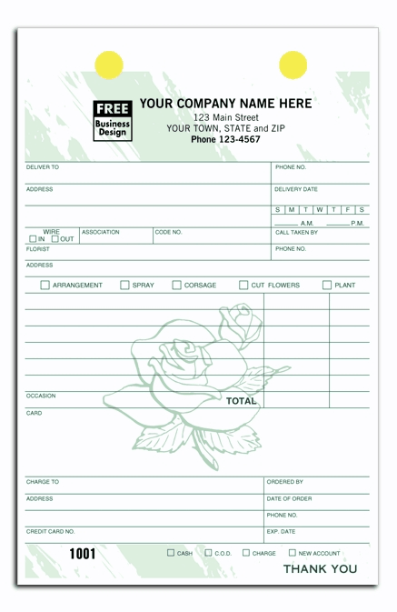 Ideal for florists, these order forms can record all of your necessary information.