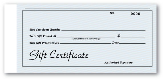 These simple gift certificates are versatile enough to be used in any business setting. 