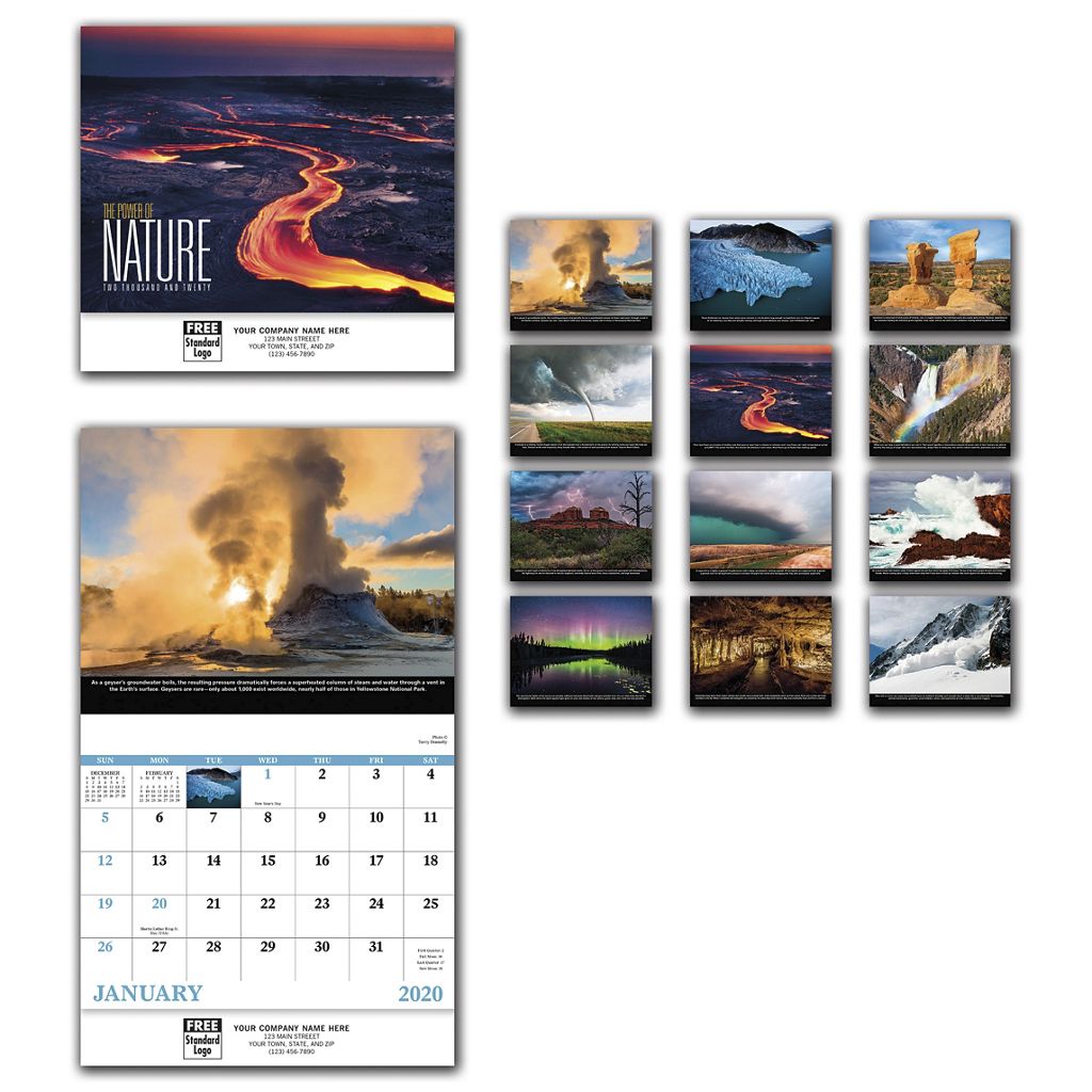 Delight your customers with a customized 2020 wall calendar featuring beautiful Nature pictures. 