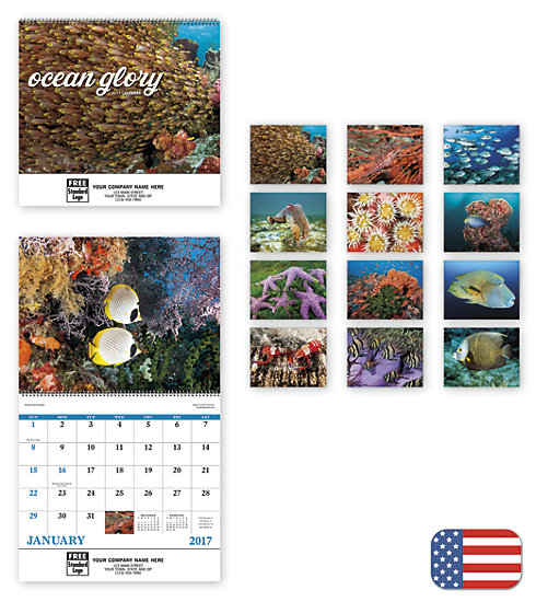 Delight customers with a customized, wall calendar featuring Ocean photography. 