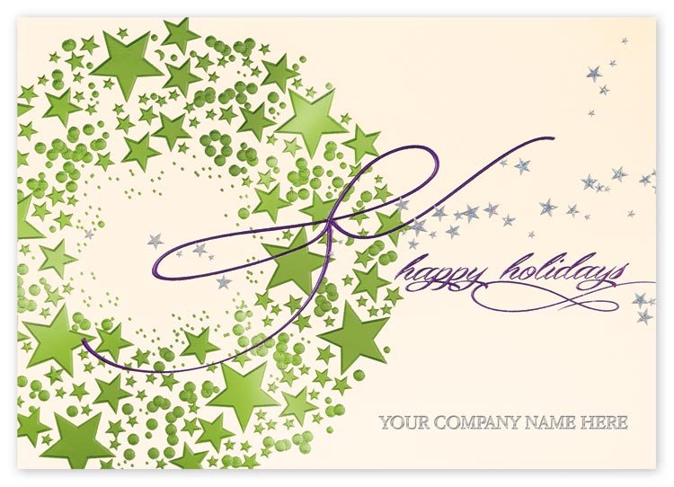 H14612, Stardust Wreath Holiday Cards