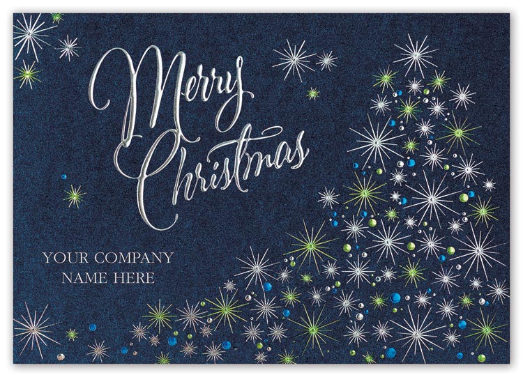 Christmas cards with magical and artistic design and logo imprint options inside
