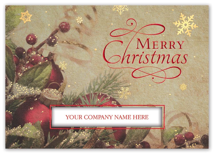 Christmas card with adorn and delight image and with your company name

