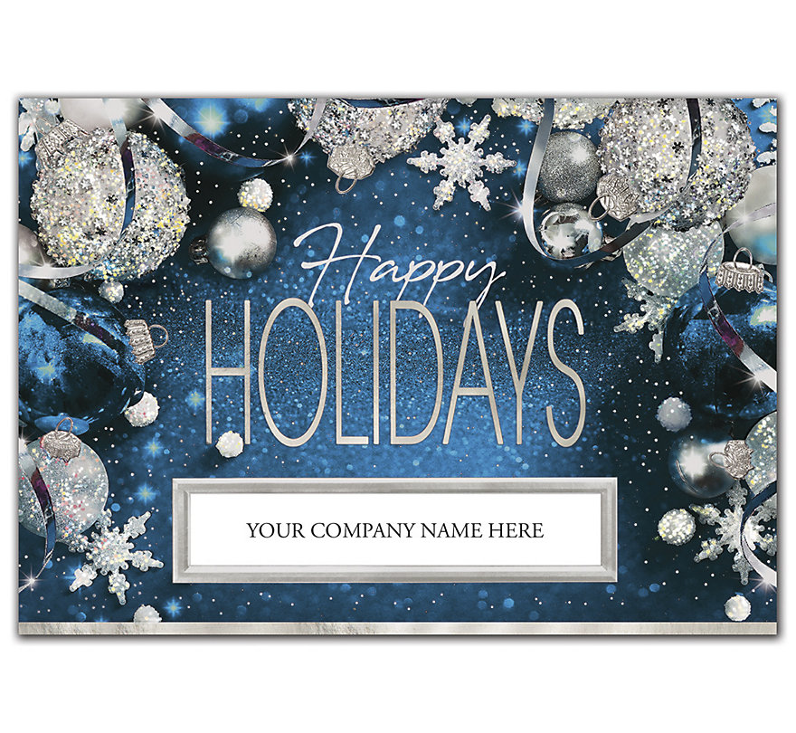 Business greeting cards with silver ornaments forming a beautiful backdrop for your company name.
