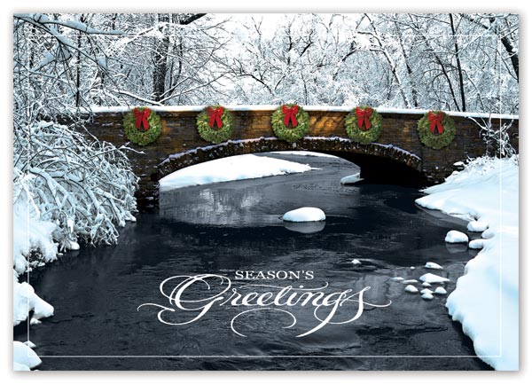 Budget holiday cards with serene beautiful images and imprint options
