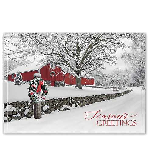 Send the gift of peace and tranquility with this beautiful postcard set on a classic winter scene.